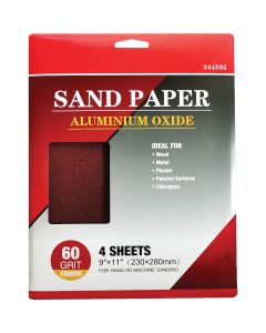 Boss General Purpose 9 In. x 11 In. 60 Grit Coarse Sandpaper (4-Pack)