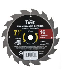 Do it Best 7-1/4 In. 16-Tooth Framing & Ripping Circular Saw Blade, Bulk