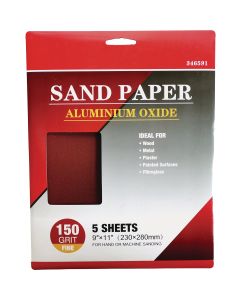 Boss General Purpose 9 In. x 11 In. 150 Grit Fine Sandpaper (5-Pack)