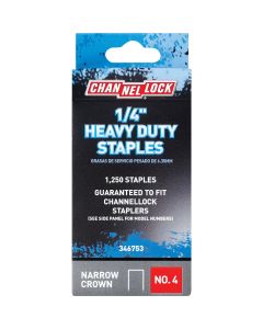 Channellock No. 4 Heavy-Duty Narrow Crown Staple, 1/4 In. (1250-Pack)