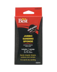 Do it Best Jumbo All-Purpose 3 In. x 5 In. x 1 In. 80 Grit Medium Sanding Sponge