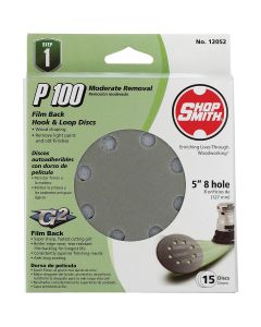 Gator 5 In. 100-Grit 8-Hole Pattern Vented Sanding Disc with Hook & Loop Backing (15-Pack)