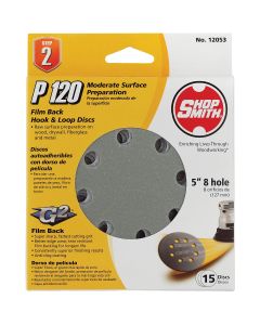 Gator 5 In. 120-Grit 8-Hole Pattern Vented Sanding Disc with Hook & Loop Backing (15-Pack)