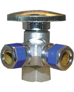 Lasco 1/2 In. IP x 3/8 In. Compression x 3/8 In. Compresson Quarter Turn Angle Valve