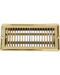 Home Impressions 4 In. x 10 In. Bright Brass Steel Floor Register