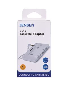 Jensen 2 Ft. Cord 3.5mm Plug White Auto Cassette Adapter