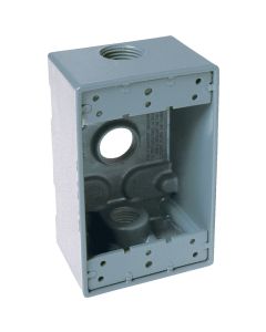 Bell Single Gang 3/4 In. 3-Outlet Gray Aluminum Weatherproof Electrical Box