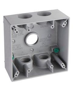 Hubbell 2-Gang 3/4 In. 5-Outlet Gray Aluminum Weatherproof Electrical Box