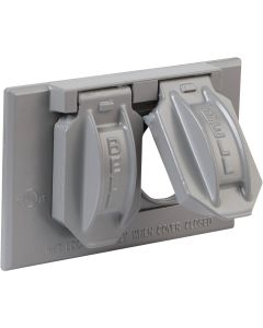 Bell Horizontal Mount Duplex Aluminum Gray Weatherproof Outdoor Outlet Cover