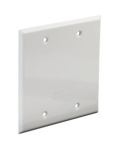 Bell 2-Gang Rectangular Aluminum White Blank Weatherproof Outdoor Box Cover