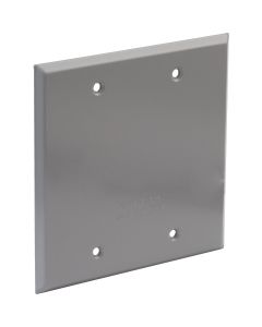 Bell 2-Gang Rectangular Aluminum Gray Blank Weatherproof Outdoor Box Cover