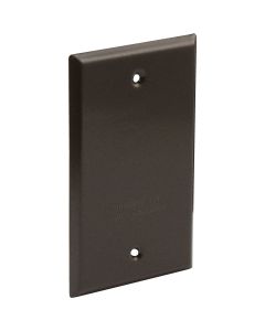 Bell Single Gang Rectangular Aluminum Bronze Blank Weatherproof Outdoor Box Cover, Shrink Wrapped