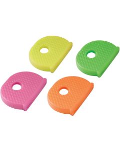 Lucky Line Vinyl Key Identifier Cap, Assorted Neon Colors (4-Pack)