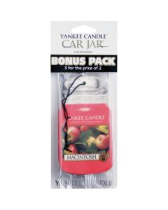 Yankee Candle Car Jar Classic Car Air Freshener, MacIntosh (Bonus 3-Pack)