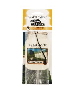 Yankee Candle Car Jar Classic Car Air Freshener, Clean Cotton (3-Pack)