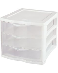 Sterilite ClearView 10 In. x 10 In. x 13.5 In. White 3-Drawer Storage Unit