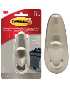 3M Command Large Brushed Nickel Metal Adhesive Hook