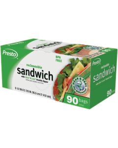 Presto Recloseable Sandwich Bag with Color Grip Opening (90-Count)