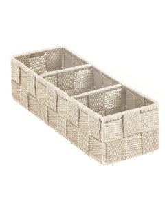 Home Impressions 3.25 In. W. x 2.25 In. H. x 9.5 In. L. Woven Storage Tray, Beige