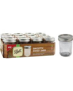 Ball 1/2 Pint Regular Mouth Smooth-Sided Silver Lid Canning Jar (12-Count)