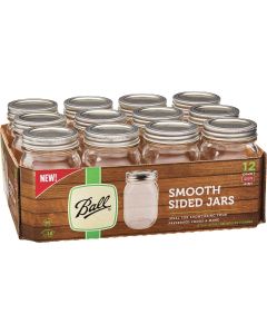 Ball Pint Regular Mouth Smooth-Sided Silver Lid Canning Jar (12-Count)