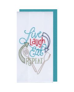 Kay Dee Designs Live Laugh Eat Repeat Embroidered Kitchen Towel (2-Pack)