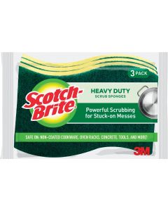 3M Scotch-Brite 4.5 In. x 2.7 In. Green Heavy Duty Scrub Heavy Duty Sponge (3-Count)