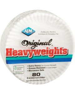 AJM 9 In. Original Heavyweights Paper Plates (80-Count)