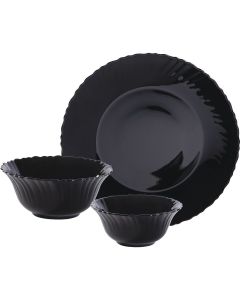 Gibson Ultra Bandini Black Glass Dinnerware Set (12-Piece)