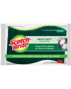 3M Scotch-Brite 4.5 In. x 2.7 In. Green Heavy Duty Scrub Heavy Duty Sponge