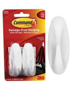 3M Command Medium Utility Designer Adhesive Hook (2-Pack)