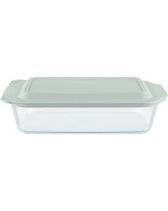 Pyrex 9 In. x 13 In. x 3 In. Glass Deep Baking Dish with Sage Lid