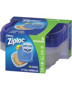 Ziploc 1.5 Pt. Clear Square Food Storage Container with Lids (4-Pack)