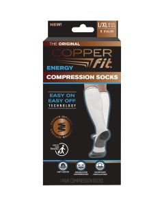 Copper Fit Large/XL White Energy Compression Socks