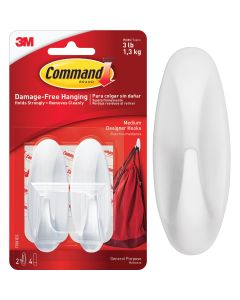 3M Command Medium Utility Designer Adhesive Hook (2-Pack)