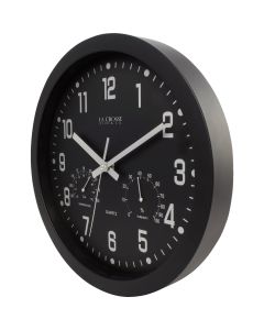 La Crosse Clock Co. 12 In. Inkwell Black Wall Clock Thermometer