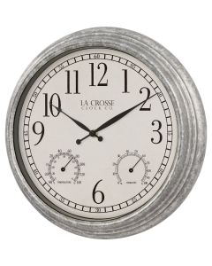 La Crosse Clock Co. 14 In. Silas Indoor/Outdoor Wall Clock with Temperature & Humidity