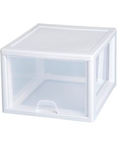 Sterilite 14 In. x 10.25 In. x 17 In. 27 Quart White Stackable Storage Drawer