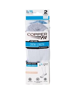 Copper Fit L/XL White Crew Compression Socks