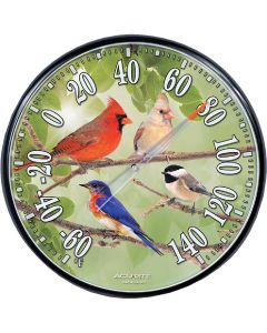 Acurite 12-1/2" Dia Plastic Dial Songbird Indoor & Outdoor Thermometer