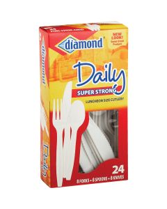 Diamond Heavy-Duty Plastic Cutlery Set (24-Piece)