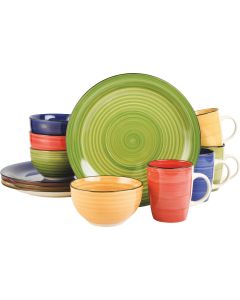 Gibson Home Color Vibes Assorted Color Stoneware Dinnerware Set (12-Piece)