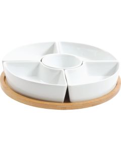 Gibson Home Gracious Dining Tidbit Dishes with Wood Base (6-Piece)