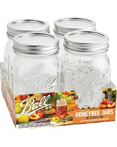 Ball 16 Oz. Regular Mouth Honeybee Keepsake Jar (4-Pack)