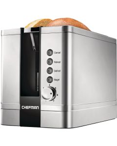 Chefman 2-Slice Stainless Steel Pop-Up Toaster with Extra Wide Slots