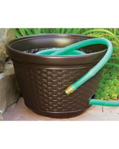 Suncast 100 Ft. Brown Resin Wicker Hose Pot