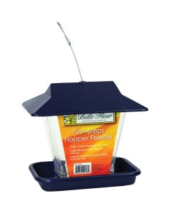 Stokes Select Belle Fleur Blue Plastic 1.3 Qt. Hopper Bird Feeder