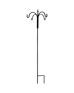 American Gardenworks 90 In. Black Steel Spiral Twist Top 4-Hook Shepherd Rod Hanger