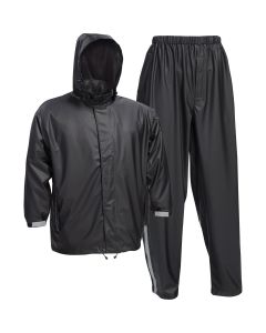 West Chester XL 3-Piece Black Polyester Rain Suit