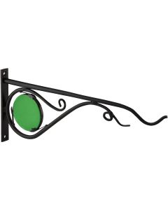 Panacea 15 In. Black w/Green Stained Glass Forged Metal Decorative Hanging Plant Bracket